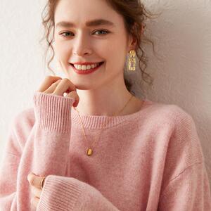 2024秋冬圆领加厚100%纯山羊绒衫女宽松慵懒风大码显瘦毛衣打底衫