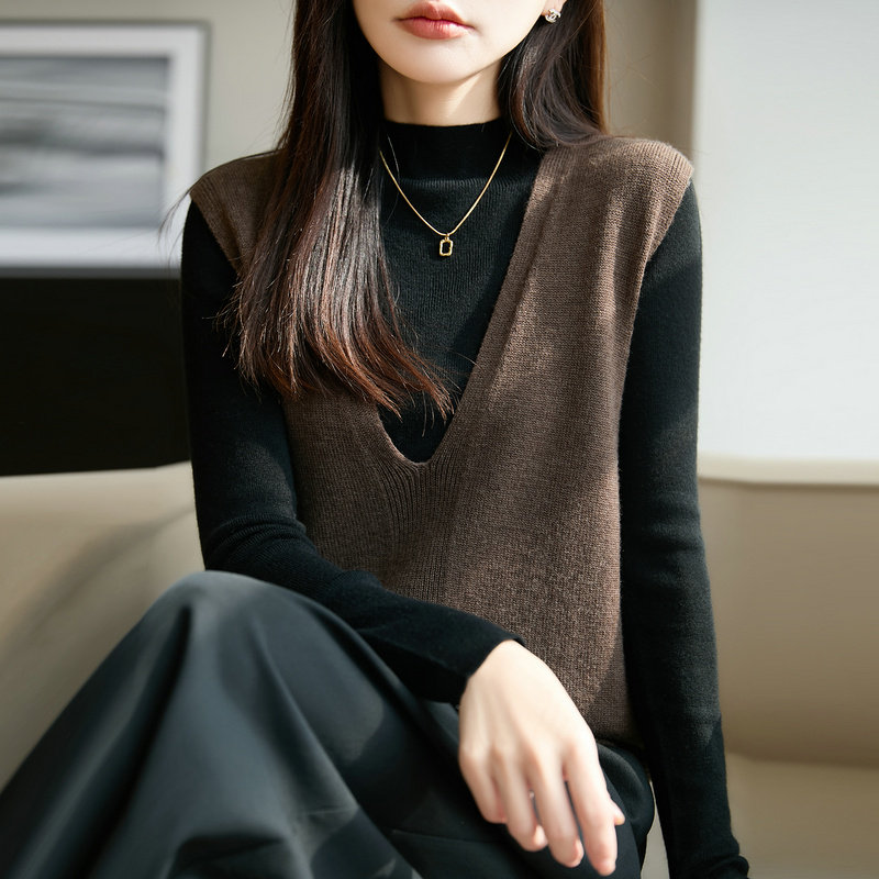 老钱风100%纯羊毛衫V领无袖针织马甲女秋冬叠穿背心坎肩打底上衣,女装/女士精品,羊绒衫,淘宝优惠券,粉丝福利购,淘宝优惠卷