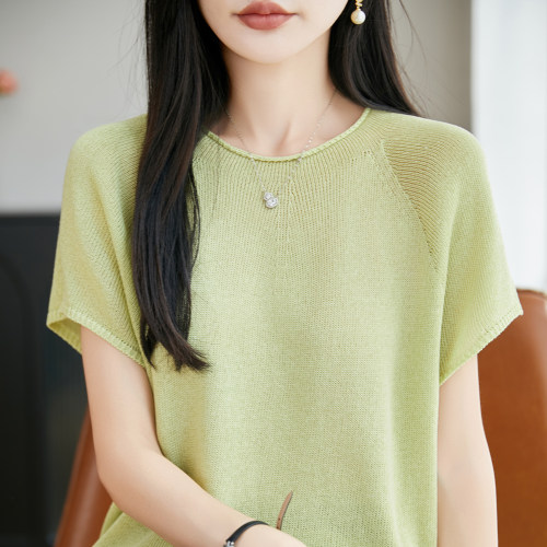 夏季薄款天丝亚麻宽松短袖T恤女