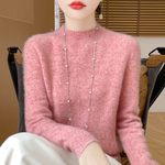 100%纯羊绒衫女一线成衣半高领亮丝加厚毛衣宽松羊毛衫上衣打底衫