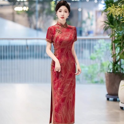 2025年春夏新款改良旗袍日常国风长款年轻款红色送考服苏州旗袍女