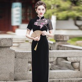 旗袍2024新款 走秀时尚 大气舞台表演演出服优雅古风礼仪改良旗袍夏