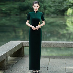 走秀旗袍长款2024款演出服气质优雅中国风礼仪旗袍舞台服凤凰于飞