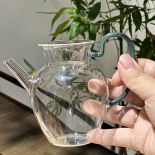 现货速发正品台湾自慢堂水注玻璃公杯公道茶壶绞蓝大号210ml保真