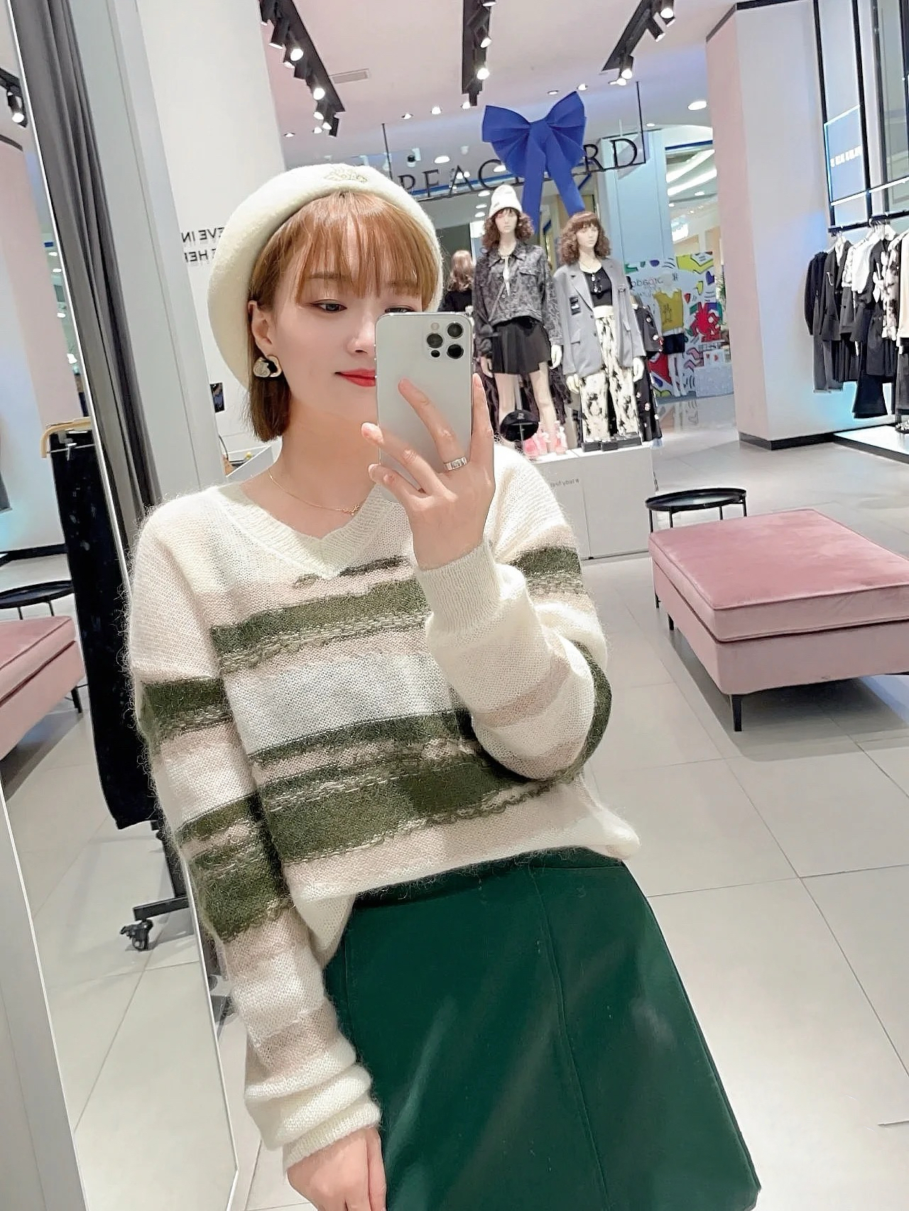 女装高级V领羊毛衫肌理套头拼色时尚宽松毛衣撞色针织衫L171