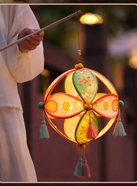 新年元宵节非遗竹编小滚灯手工灯笼diy材料儿童手提花灯舞蹈道具