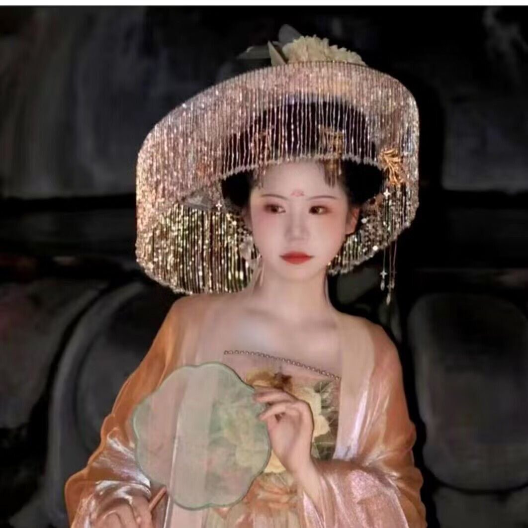 花开淡沫古代汉服配饰道具斗笠古民族服装/舞台装