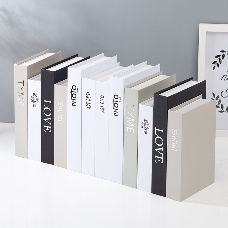 纯色黑白灰假书仿真书摆件样板间道具模型书本客厅电视柜装饰创意