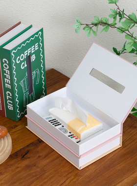 英文装饰书型抽纸盒子可打开收纳遥控器钥匙扣等小物件装饰书盒子