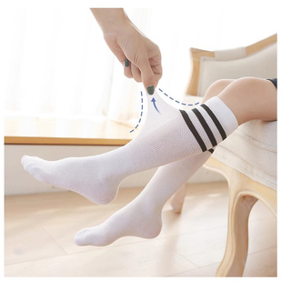 六指鼠网眼透气高筒袜夏天薄款全棉足球袜儿童表演袜舞蹈袜学生袜