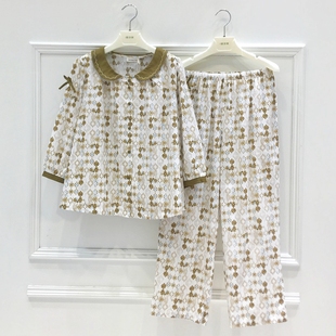 2025年新款 纯棉睡衣女春夏季 梭织印花复古风宽松家居服可外穿