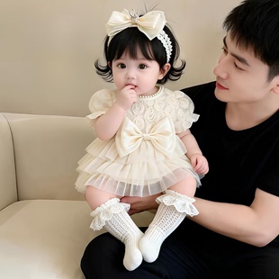 婴儿衣服夏装连衣裙公主裙新款小月龄女宝宝满月百天宴抓周礼服裙