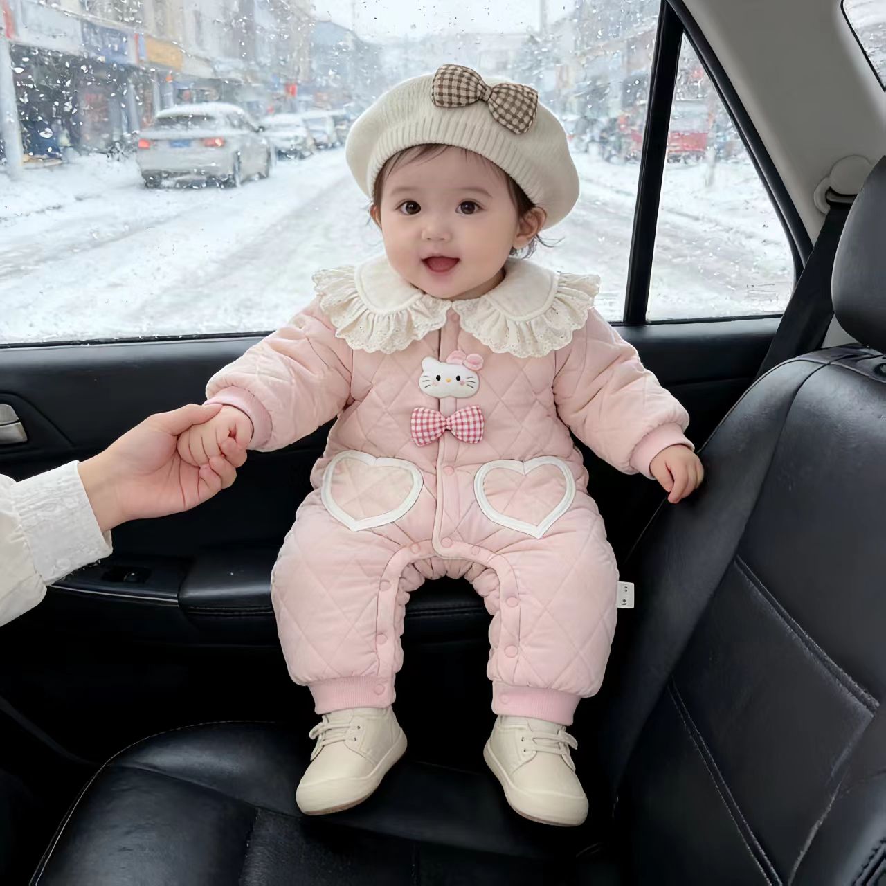 婴儿秋冬衣服宝宝连体衣冬季加厚棉服冬装夹棉衣洋气保暖爬服