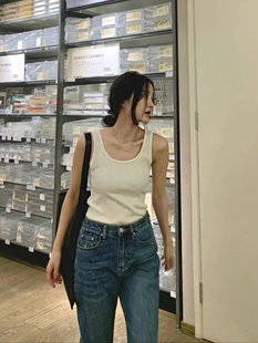 无袖U领背心t恤女修身显瘦内搭外穿百搭背带吊带低领上衣夏季