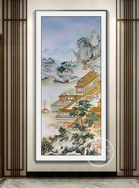 仿古山水风景掐丝珐琅彩新中式画