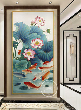 九鱼图掐丝珐琅彩装饰画