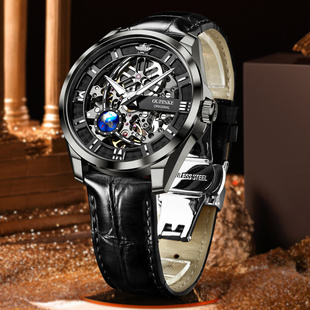 瑞士男机械表真皮欧品客旗舰店品牌十大手表自动男表新款夜光3268
