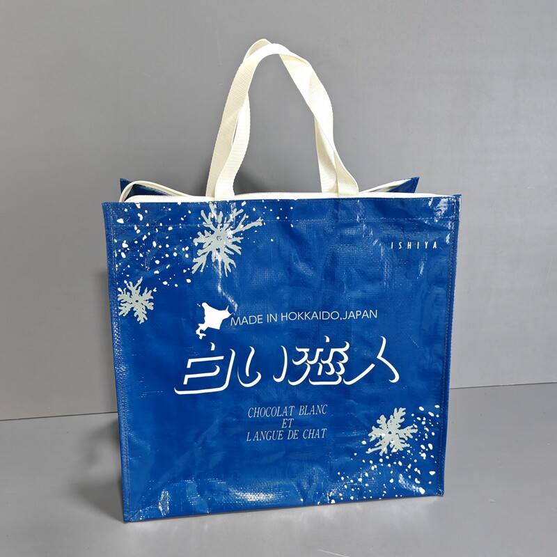 外贸日单大容量防水编织环保袋手提购物袋拉链包衣物收纳袋搬家袋