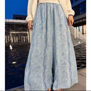 飄逸感裙褲 炎夏寬松清涼棉棉綢裙褲