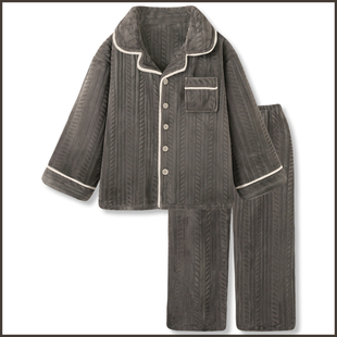 加厚法兰绒家居服套装 2025新款 秋冬季 〖柔软加倍〗简约风睡衣男款