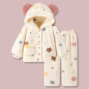 冬季 珊瑚绒睡衣女款 加厚保暖可爱星星少女家居服套装 超柔软