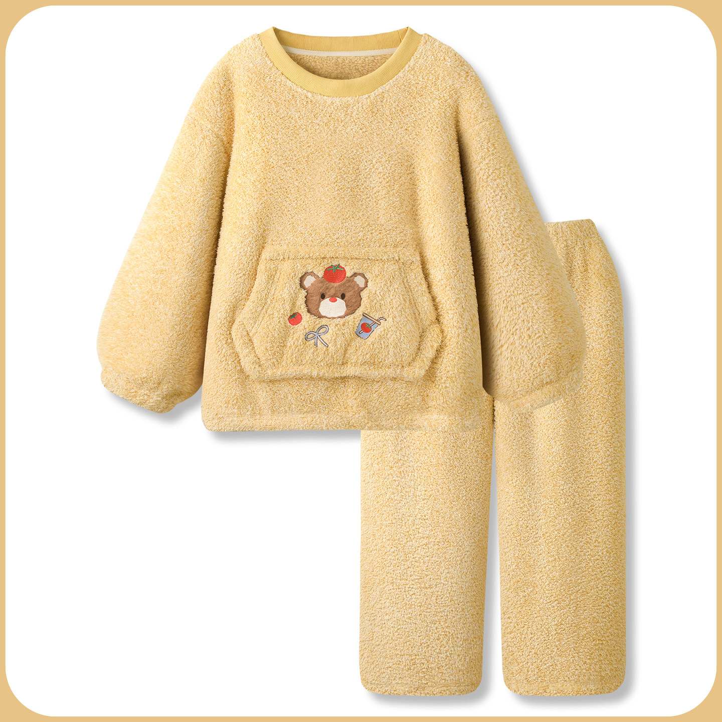 可爱小熊睡衣女款春秋季加厚珊瑚