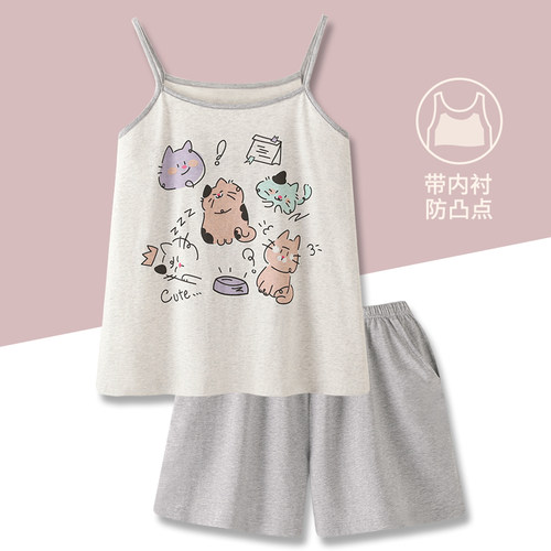 情侣睡衣女款夏纯棉背心