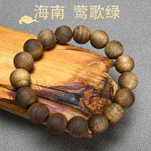 情侣108绿奇楠莺歌沉香原木老料佛珠款 念珠手串海南颗保真