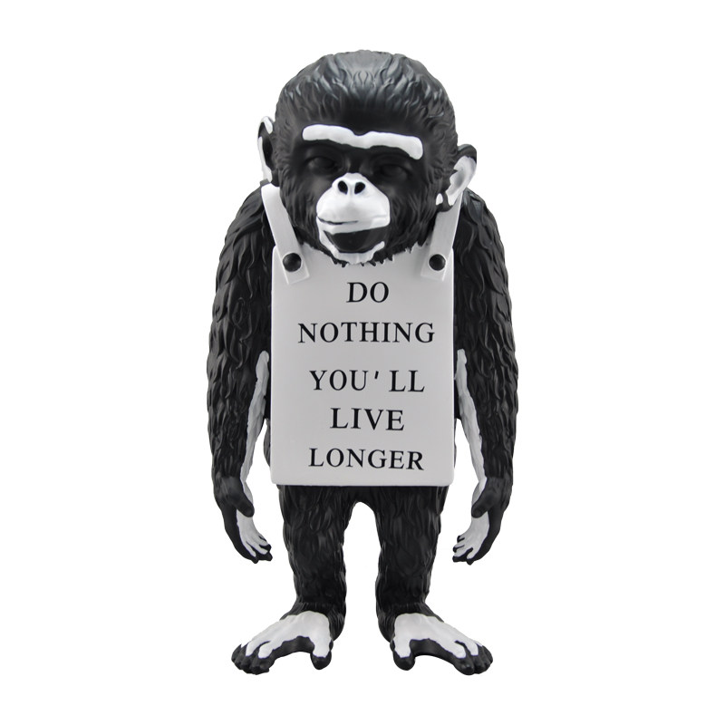 banksymonkey班克西猩猩雕塑居家装饰创意摆件黑白挂牌猴子现代简