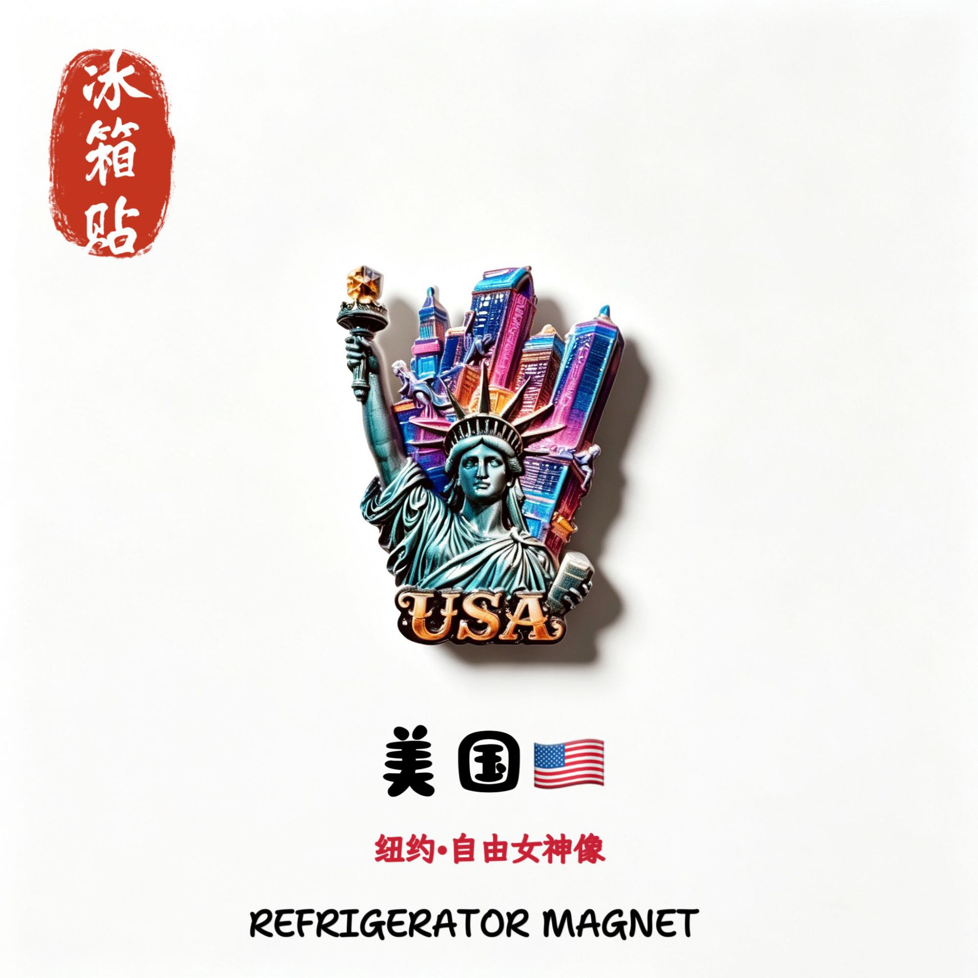 美国纽约自由女神创意地标旅游纪念伴手礼礼物立体家居装饰冰箱贴
