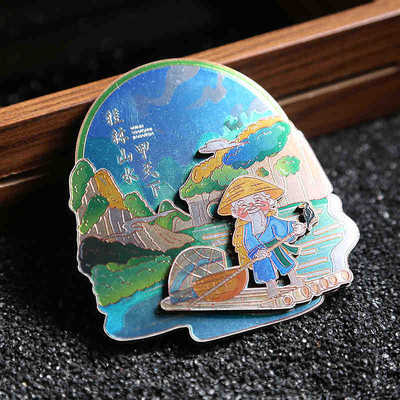 广西桂林城市地标木质银箔冰箱贴旅游纪念品伴手礼家居装饰贴