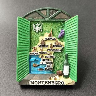 新款文创黑山共和国旅游地图纪念伴手礼冰箱贴立体彩绘居家装饰品