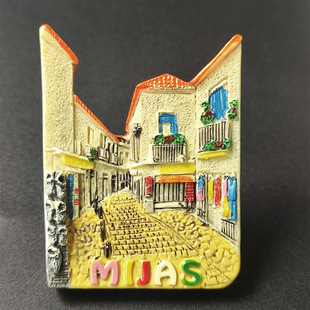 新款文创西班牙米哈斯旅游纪念伴手礼树脂彩绘纪念居家装饰冰箱贴