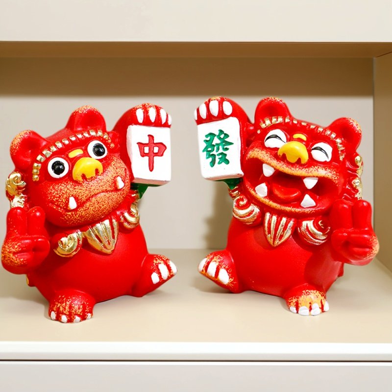 狮三百麻将文创风中华超值摆件