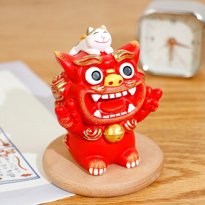 狮三百|肥嘟嘟系列 可爱创意小狮子摆件办公室桌面装饰保平安祝福