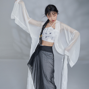 华丽独秀国风爵士飘逸上衣古典舞练功服套装 舞蹈服仙气飘飘纱衣女