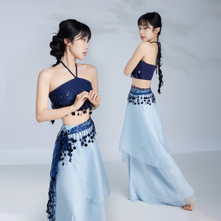 华丽独秀古风爵士舞蹈演出服飘逸显瘦古典舞纱衣外披新中式练功服