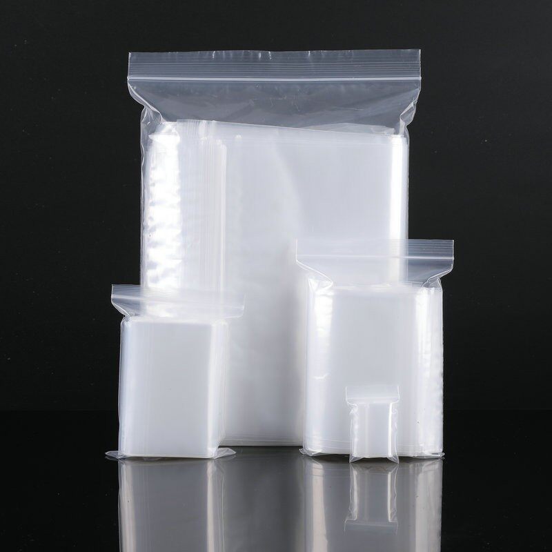 现货PE自封袋密封袋白边加厚封口袋透明塑料拉骨袋100个/包