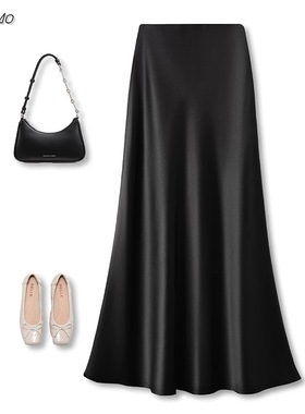 醋酸缎半身裙女夏季透气鱼尾裙a字丝滑显瘦女裙2025新款修身女裙