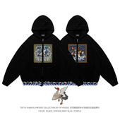 TEE7 国潮衣冠禽兽官补一品大员重磅纯棉帽衫 宽松卫衣外套