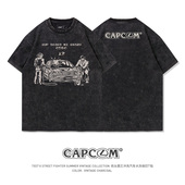 纯棉短袖 TEE7 街霸恶搞水洗做旧T恤复古印花街头潮流Oversize男款