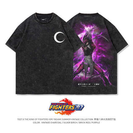 TEE7-街机拳皇八神庵八雉女水洗做旧纯棉复古高街短袖T恤