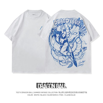 TEE7-龙珠T恤鸟山明悟空告别珍藏水洗做旧日系纯棉宽松短袖