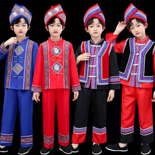 六一儿童苗族演出服佤族男童彝族服装傣族哈尼族少数民族舞蹈服饰