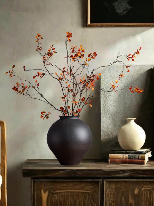 景德镇陶瓷桌面花瓶装饰品客厅插花餐桌干花人造花中国覆古陶罐粗