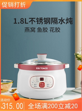 天际 DGD18-18CG不锈钢隔水炖盅 电炖锅家用白瓷煲汤 煮粥锅2-3人