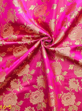 枚红色浪漫玫瑰花织锦缎 坐垫抱枕包装diy布不褪色富贵金丝提花布