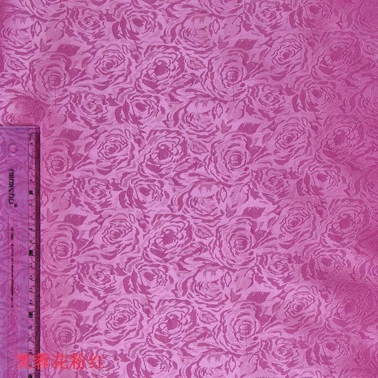布料厂家直销汉服戏服时尚经典粉色芙蓉玫瑰花包装礼盒涤纶提花布