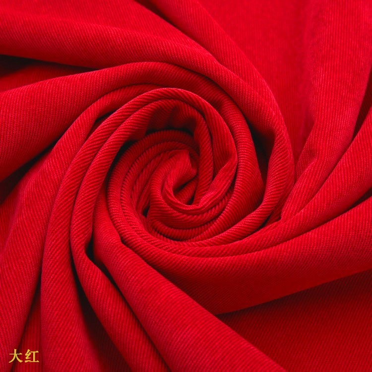 欧美风环保大红色灯芯绒面料