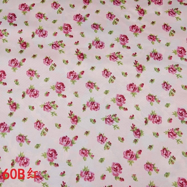 温馨米黄底小玫瑰花 花蕾纺织布 韩式小碎花 ab版布艺涤纶印花布